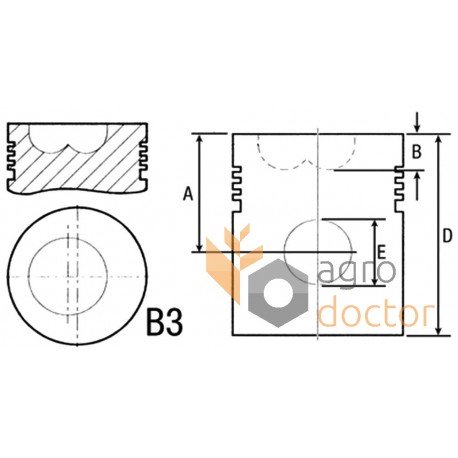 Поршень c пальцем 55737 двигателя Perkins, 5 кол. (5 колец)