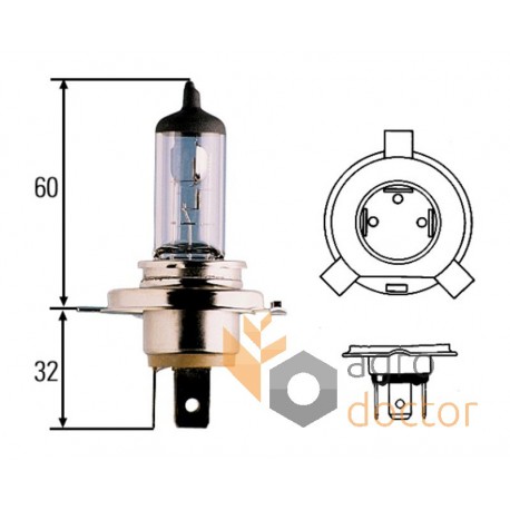 Лампа 12V 60/55W H4-P43T [Hella]