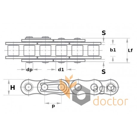 Привідний роликовий ланцюг 12B-1 [Rollon]