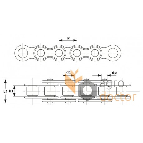 Цепь роликовая 16B-1 (48 звен.) - 211484 подходит для Claas [Rollon]