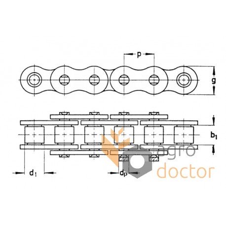 Цепь роликовая 12A-1 (72 звен.) - 831272 подходит для Claas [Rollon]