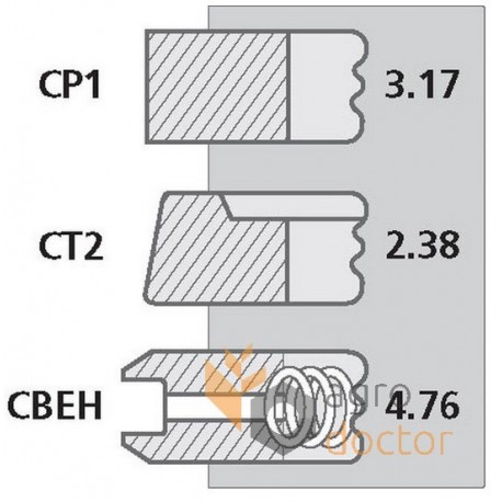 Поршневі кільця двигуна 3218416R92 Case-IH, (3 кільця) [NE]