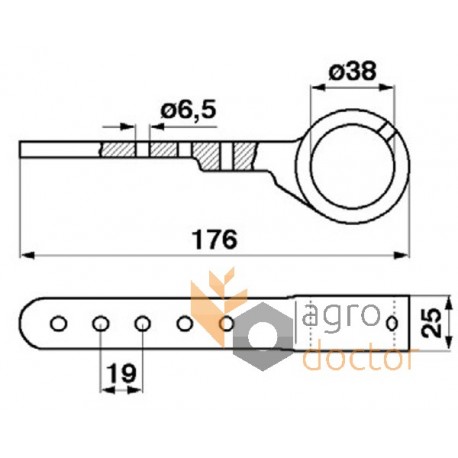 Головка коси жатки 785584M1 Massey Ferguson - з планкою