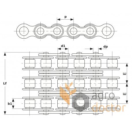 Трирядний роликовий ланцюг 10B-3 [SKF]