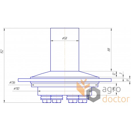 Муфта жатки 670598 подходит для Claas - в сборе, D190мм