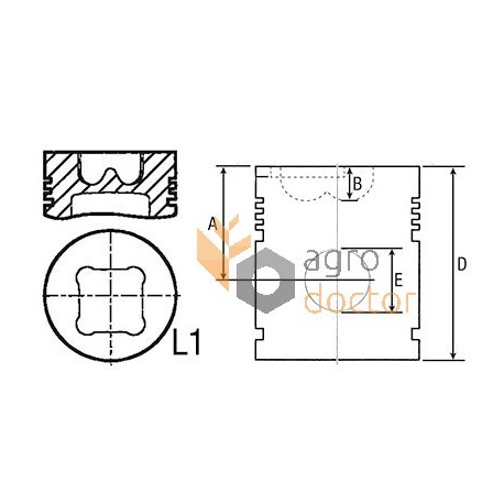 Поршень з пальцем U5LL0014 двигуна Perkins, 3 кіл.