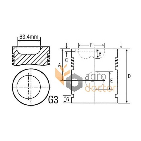 Поршень з пальцем U5LP0035 двигуна Perkins, 5 кіл. (98.48 mm) [Bepco]