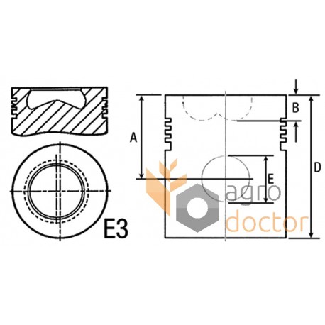 Поршень з пальцем AR78310 двигуна John Deere, 3 кіл.