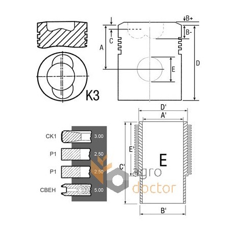 Поршнекомплект двигуна 02922609 DEUTZ F4L912, 4 кільця