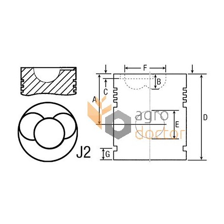 Поршень з пальцем +0.50mm двигуна Perkins [Sonne]