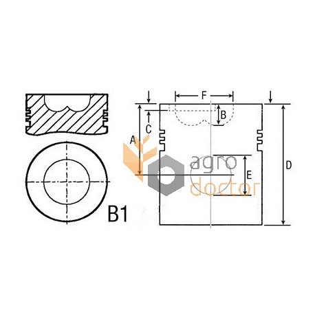 Порщень та палець 26/33-314 Bepco - AR50624 John Deere